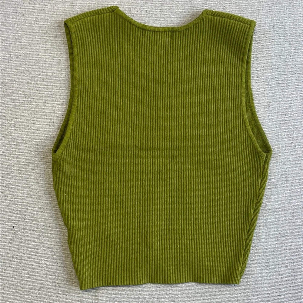 House of Harlow 1960 Olive Green Ribbed Tank - Picture 7 of 8
